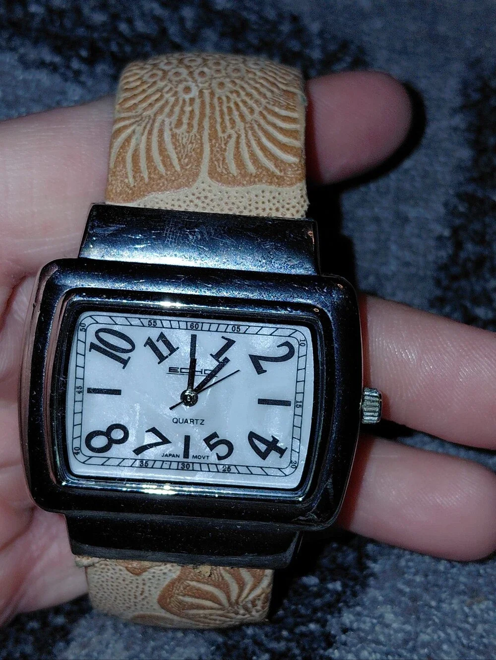 ECHO Vintage Rectangular Quartz Watch Floral Cuff Band Y2K Boho Retro CC